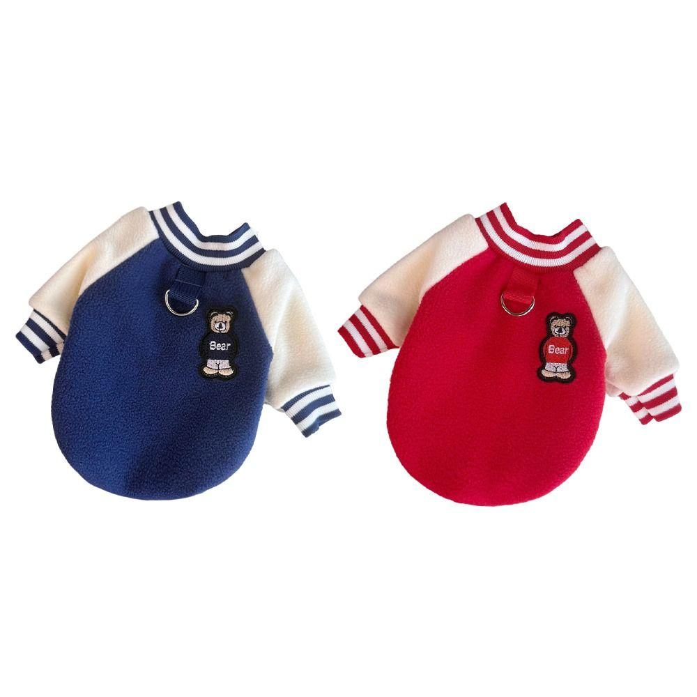 Warmth Material Pet Clothing Thick Fabric Soft Fleece Dog Clothing Windproof Design Striped Collar Cat Clothing Pet Wear