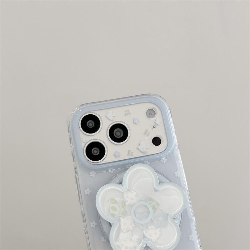 Funda Azul Floral con Soporte Magnético para iPhone 17 Pro Max