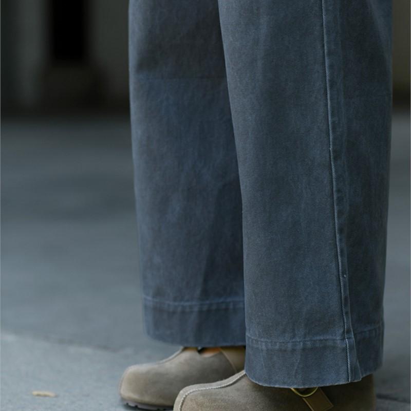 Johnature Women Vintage Straight Pants Solid Color Elastic Waist Trousers Autumn Pockets Soft Long Pants
