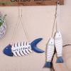 Mediterranean Wooden Fish Skewer Wall Decor,Vintage-Style Ocean Series Ornament,Antique Wood Carved Fish Hanging