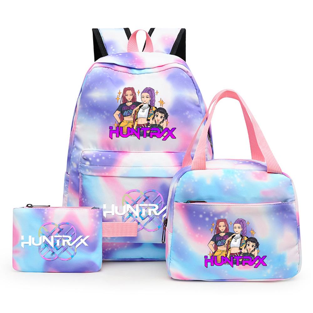 3Pcs/set Anime Printed Backpack with Shoulder Bag Pengcil Case for Teenager Large Capacity Waterproof Bookbag Back To School Gift
