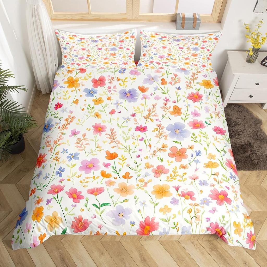 Tropical Flower Hibiscus Duvet Cover Full For Boy Girl Botanical Floral Bedding Set Rustic Romantic Boho Flowers Comforter Cover