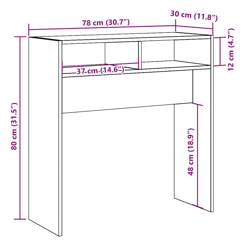 Console Table with Rustic Wood Look 78 x 30 x 80 cm Particleboard