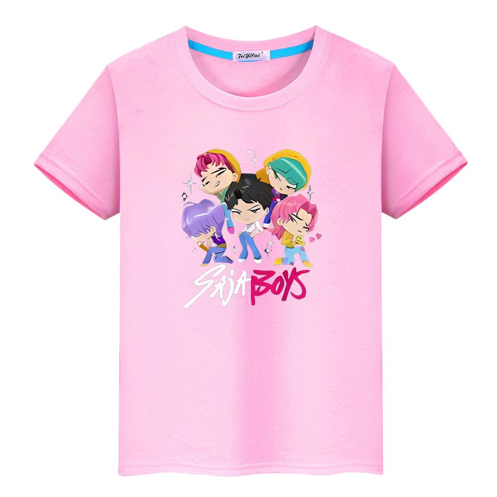 Kpop Dämonenjäger Print 100% Baumwolle Anime Kurzarm T-Shirt für Kinder Jungen 10 Jahre Niedliche Oberteile Saja Jungen Kawaii T-Shirts y2k Mädchen Kleidung