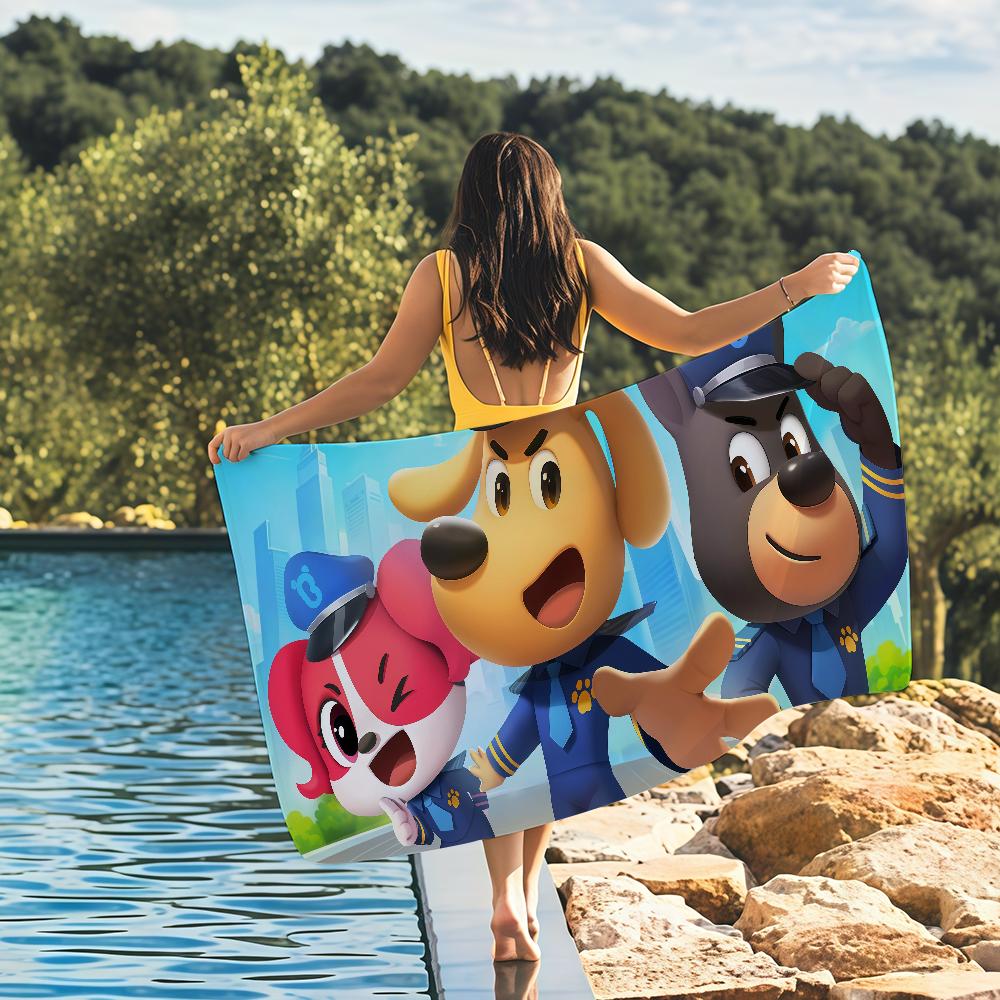 Cartoon S-Safety S-Sheriff L-Labrador Towel Quick Drying Beach Towels Are Suitable For Swimming Pools Camping Yoga And The Gym