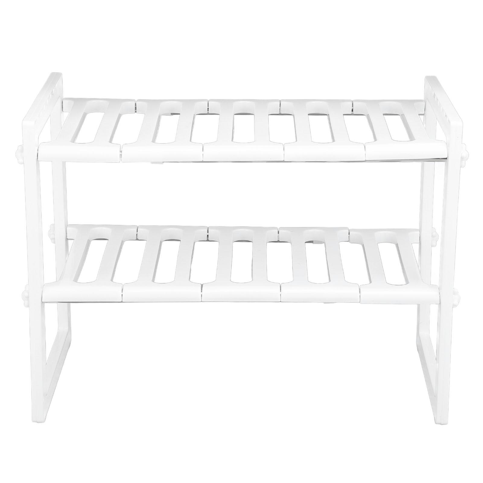 

Органайзер под раковиной, 2 яруса, многофункциональный, растягивающийся, большой емкости, для хранения под столешницей белый