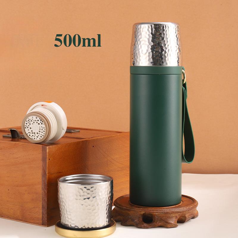 316 Stainless Steel Hammer Cover Thermos Cup Ceramic Liner Coating Braised Tea Cup Business Gifts Water Cup