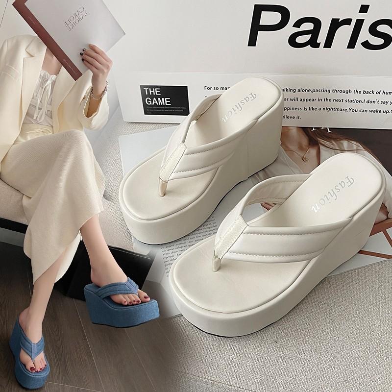 Fashion Women's Clip Toe Wedge Flip Flops 2025 Summer High Quality Platform Beach Sandals Woman Thick Sole Slippers Slides Zapatos Mujer