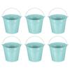 PATIKIL Small Metal Buckets with 6pcs Mini Galvanized Buckets for Craft Party Souvenir Light Blue 5.9"x5.1" Handles, Decoration,