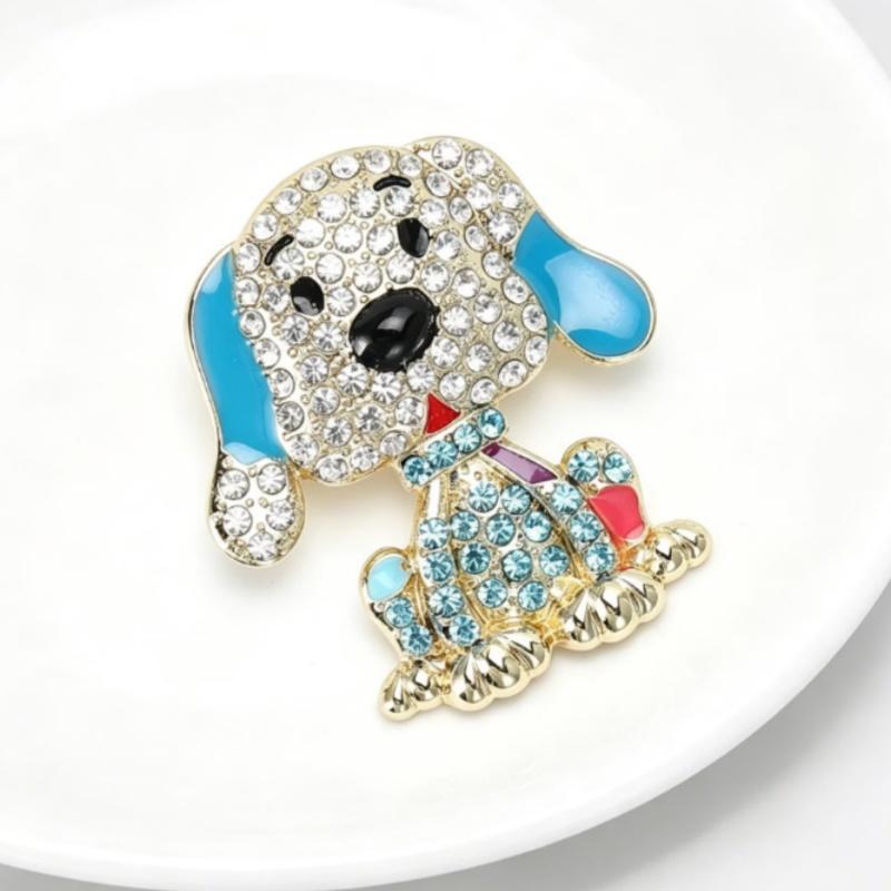 Cute Dog Brooches With Sparkling Plastics Enamel Details For Daily Wear Gifts For Dog Lovers Accessory