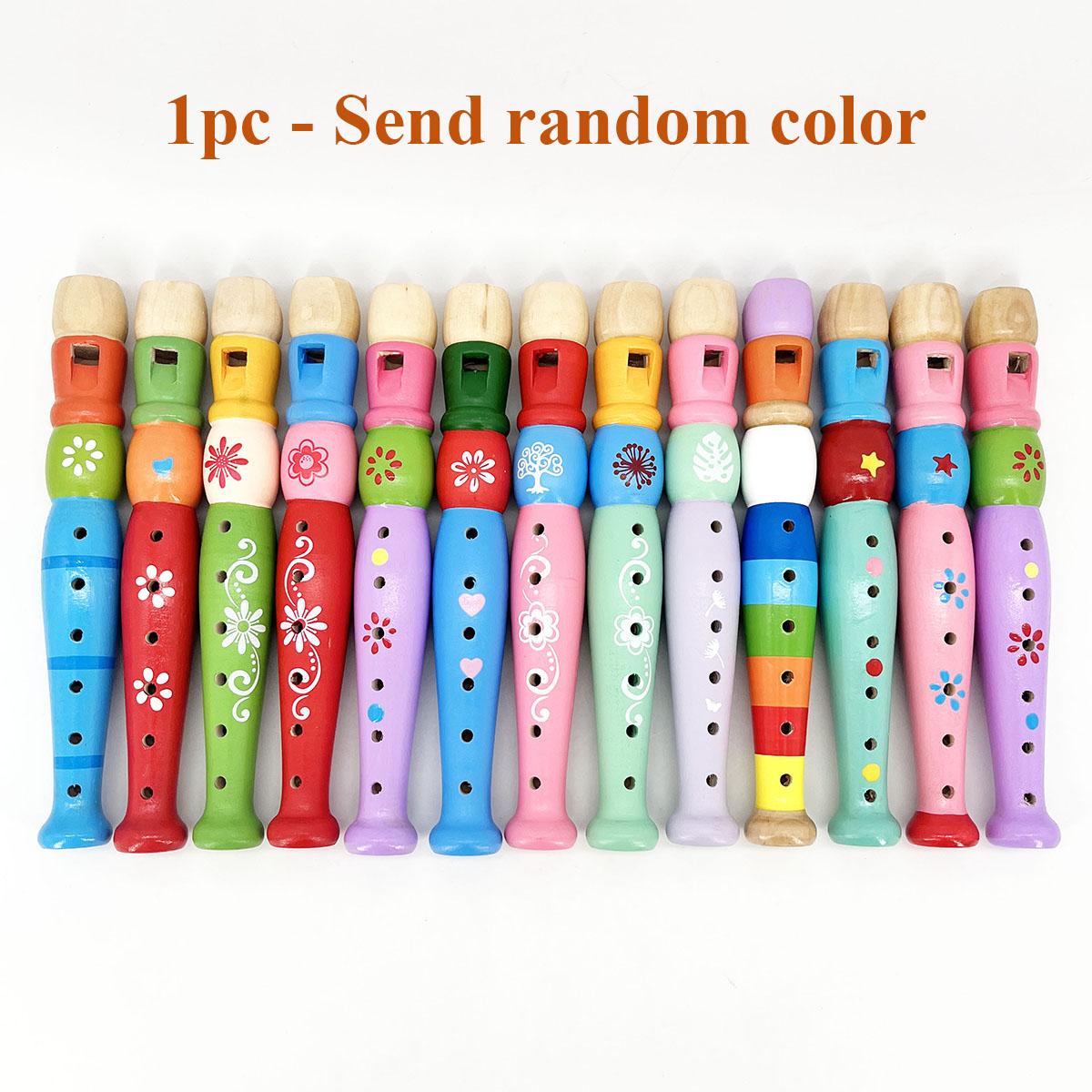 

1pc 20cm/7.87in Colorful Wooden Flute Music Instrument Trumpet Buglet Hooter Kids Educational Learning Musical Toys for Children