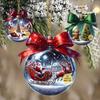 2D Christmas Ball Hanging Ornaments Wooden Ball Christmas Tree Ornament with Snow Scene for Winter Holiday Home Indoor Outdoor Decor