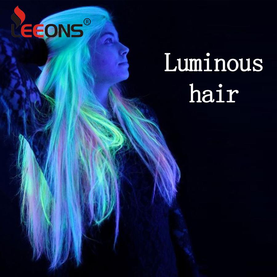 Synthetische leuchtende Clip-in-Haarteile, lange, gerade Regenbogenfarben, künstliche Haarteile, Verlängerungen auf Clips, einteilig, für Frauen