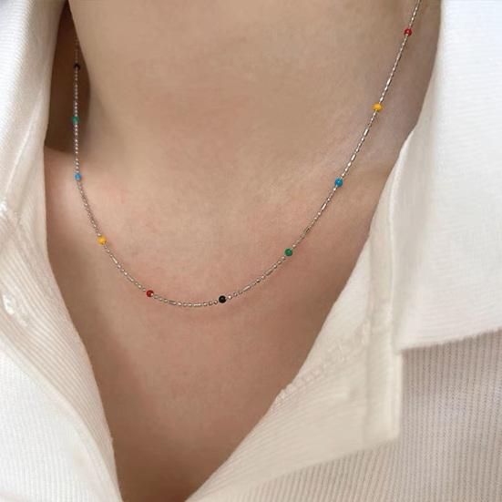 Women Necklace Multicolor Beads Adjustable Length Choker Necklace Versatile Layered Look Bracelet Weddings Parties Jewelry Accessories