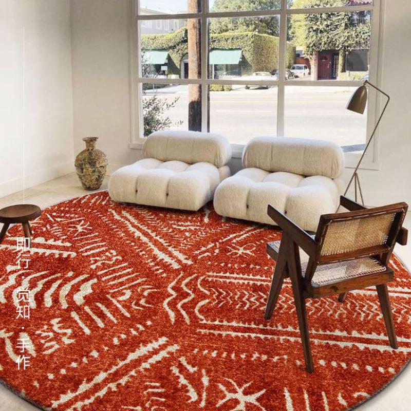 Moroccan Style Living Room Decoration Round Carpet Large Area Rugs for Bedroom Home Rocking Chair Floor Mat Washable Lounge Rug