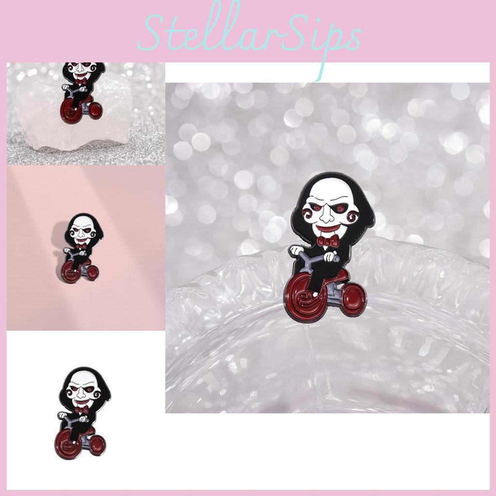 Spooky And Entertaining Brooch Featuring Iconic Jigsaw Clown In Dark Metal Perfect For Halloween Costumes And Accessori Personal