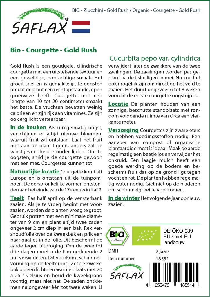 SAFLAX Zahrada v sáčku - Bio - Cuketa - Zlatá horečka - 5 semen - Se substrátem v padnoucím sáčku - Cucurbita pepo