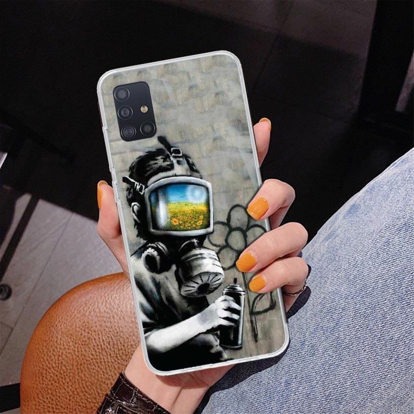 Street Art Banksy Graffiti Phone Case For Samsung Galaxy A52 A32 A22 A12 A51 A31 A50S A30S A20S A10S Note 20 Ultra 10 Plus S10 A
