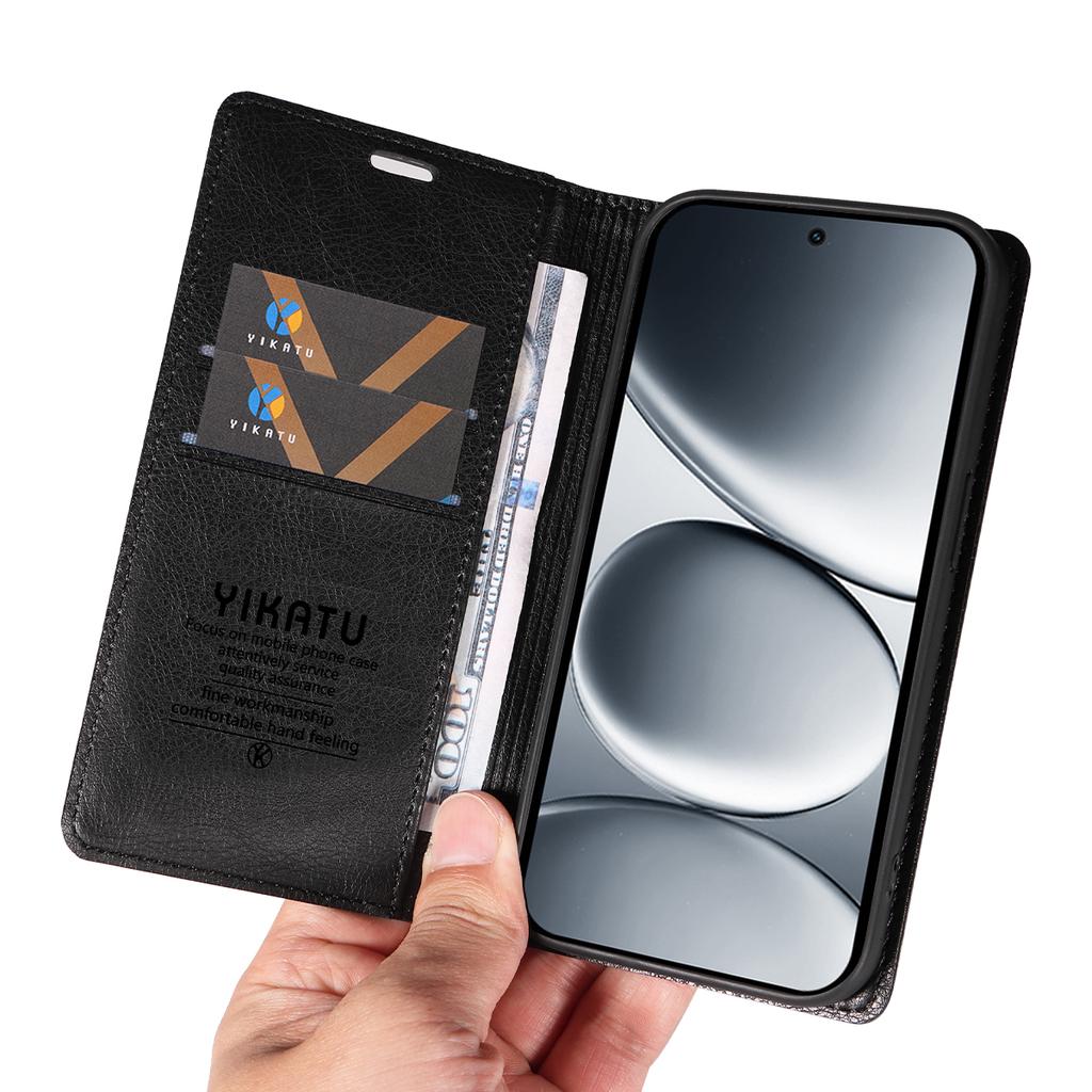 For Xiaomi Redmi Note 15 Pro 5G (Global) Wallet Case YIKATU YK-006 Magnetic Closure Leather Phone Cover Litchi Texture