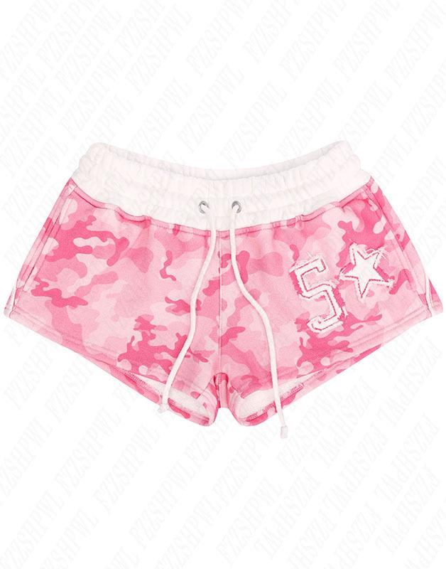 Y2K American Retro Camouflage Bandeau & Shorts Set