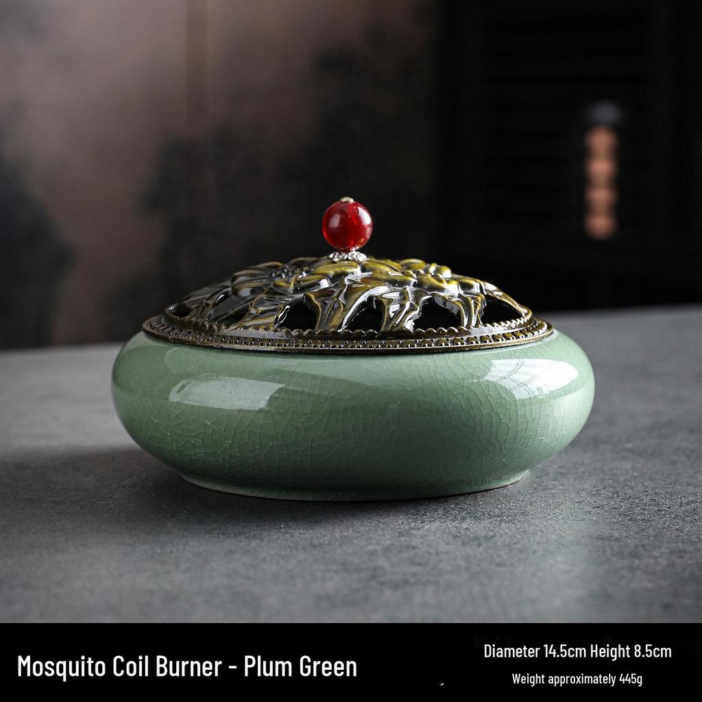Large Ceramic Mosquito Coil and Incense Burner: Indoor Sandalwood and Agarwood Holder