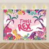 Cartoon Dinosaurier Kindergeburtstagsparty Dekoration Dschungeltier Hintergrundbanner Jurassic World Waldkulisse Für Babyparty