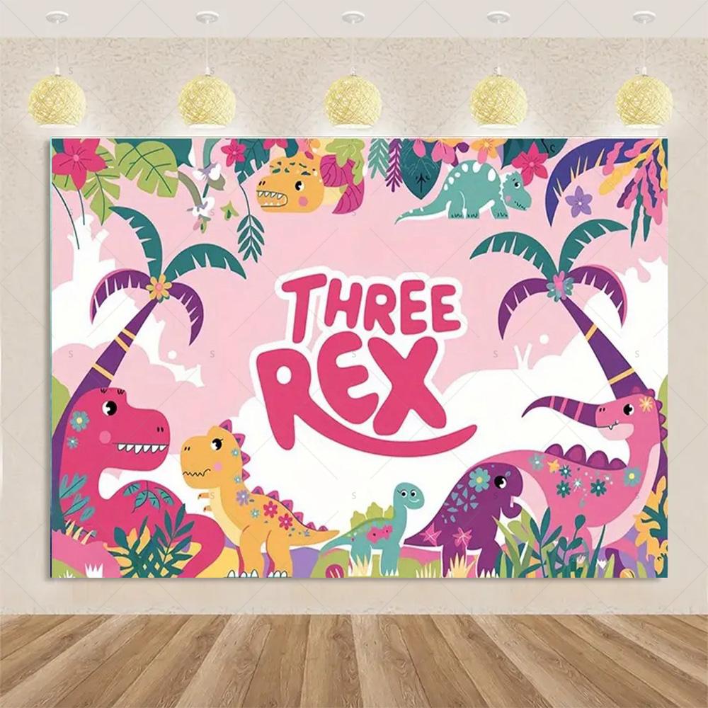 Cartoon Dinosaurier Kindergeburtstagsparty Dekoration Dschungeltier Hintergrundbanner Jurassic World Waldkulisse Für Babyparty