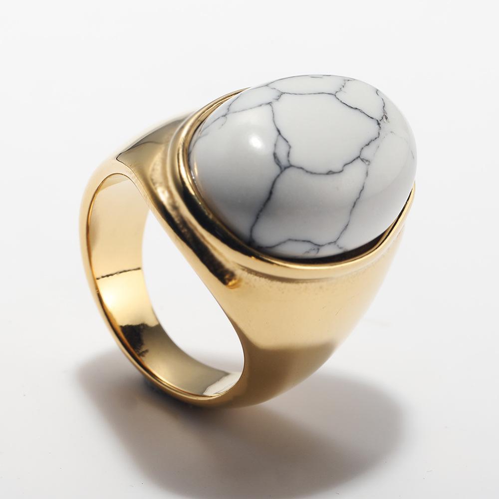 Luxury Gemstone Ring for Men Personalised Hip Hop Steel Titanium Jewellery Black Gold Silver Rock Hipster Street Finger Ring