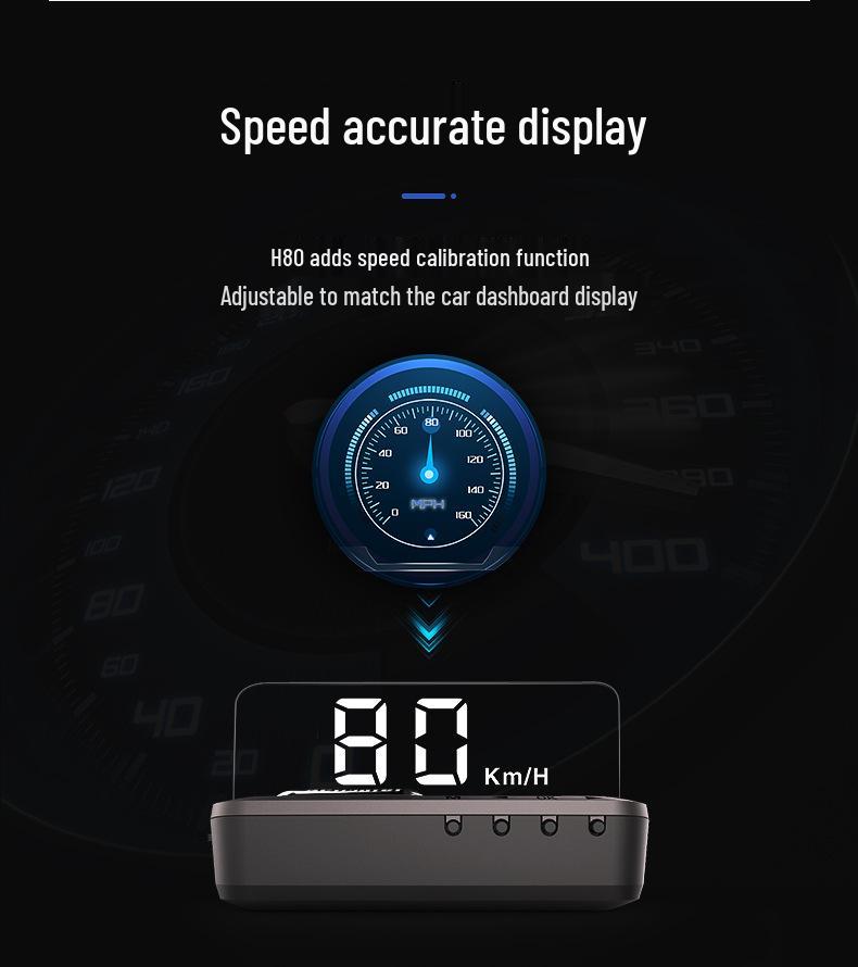 Universal HD Car Head-Up Display Speedometer - No Ghosting H80