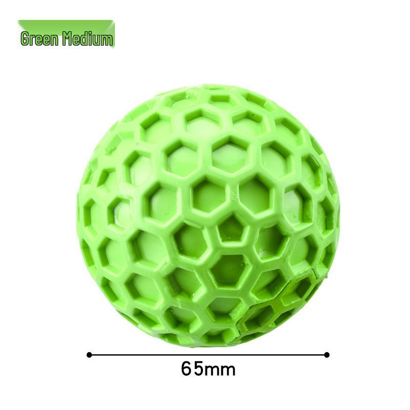 Interactive Squeaky Dog Toy: Honeycomb Shape Soft Rubber Ball for Teeth Cleaning