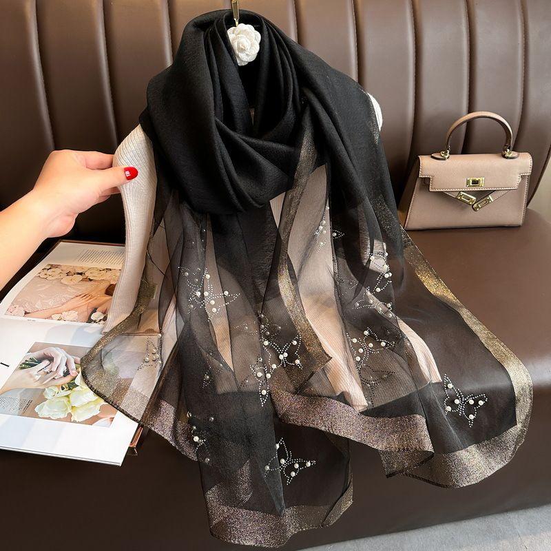 Fashionable Butterfly Scarf, Versatile for Spring and Autumn, Handmade Beaded Long Decorative Scarf