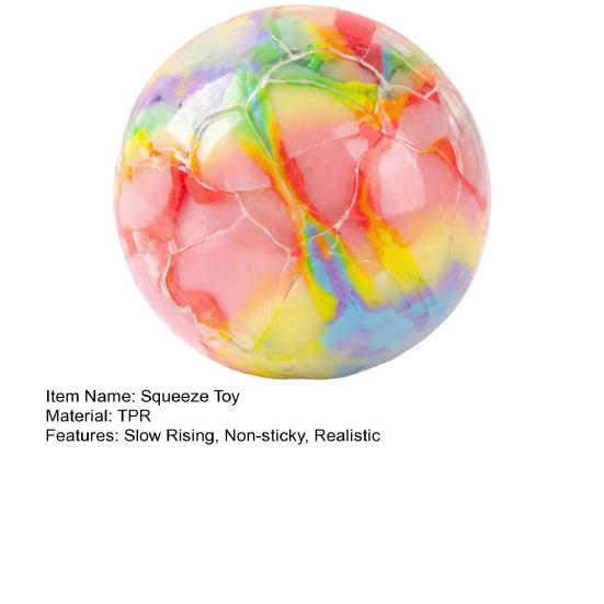 Rainbow Crunch Ball Squeeze Toy Colorful TPR Fidget Toy with Slow-Rising Texture & ASMR Cracking Sound Portable Stress Relief Gadget for Kids Adults