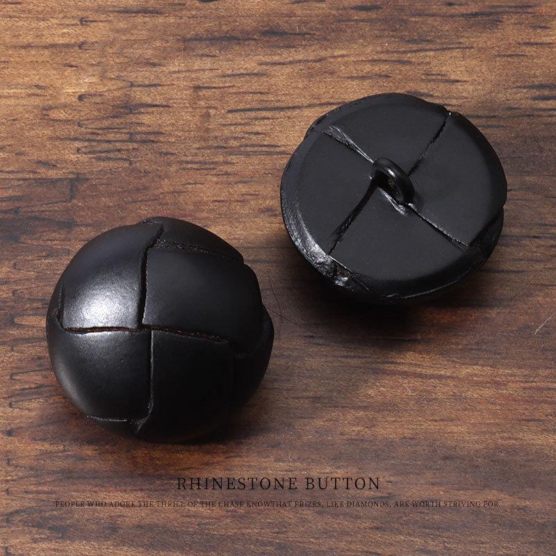 

2pcs Hand-Woven Brown Leather Football Buttons, High-End Suit, Coat, Trench Coat, Black Button Buttons 15Mm black