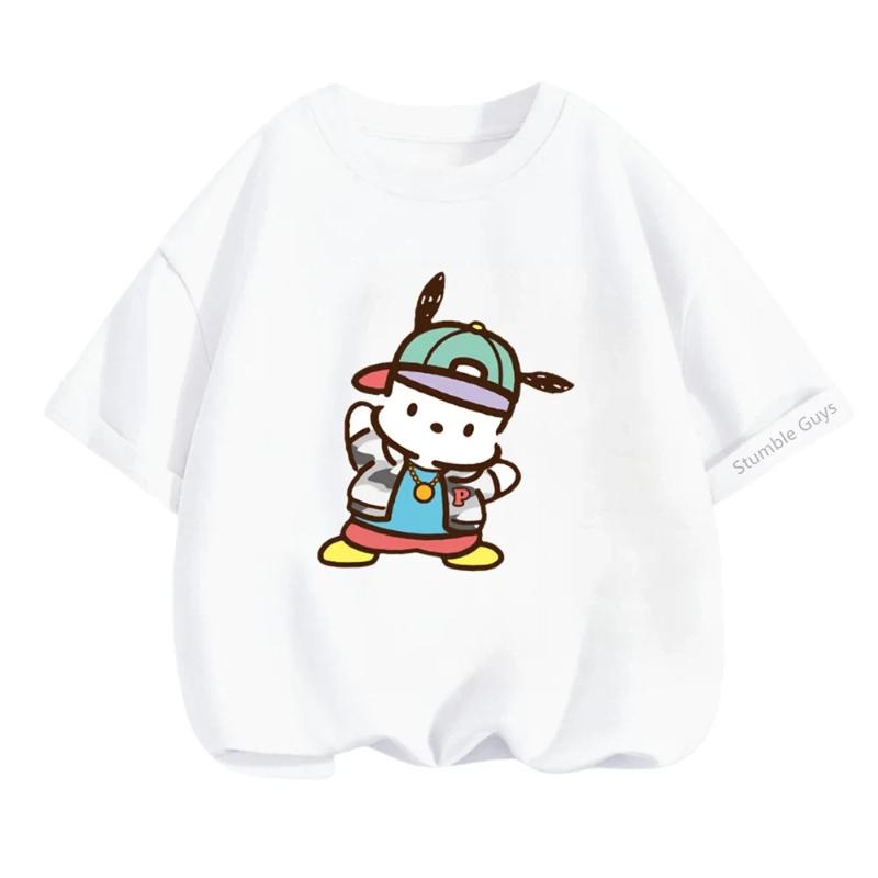 

Sanrio Pochacco Tshirt Short Sleeve Tee Boys Clothes Girls 3-14Y Summer Casual Fashion Tops 160 белый