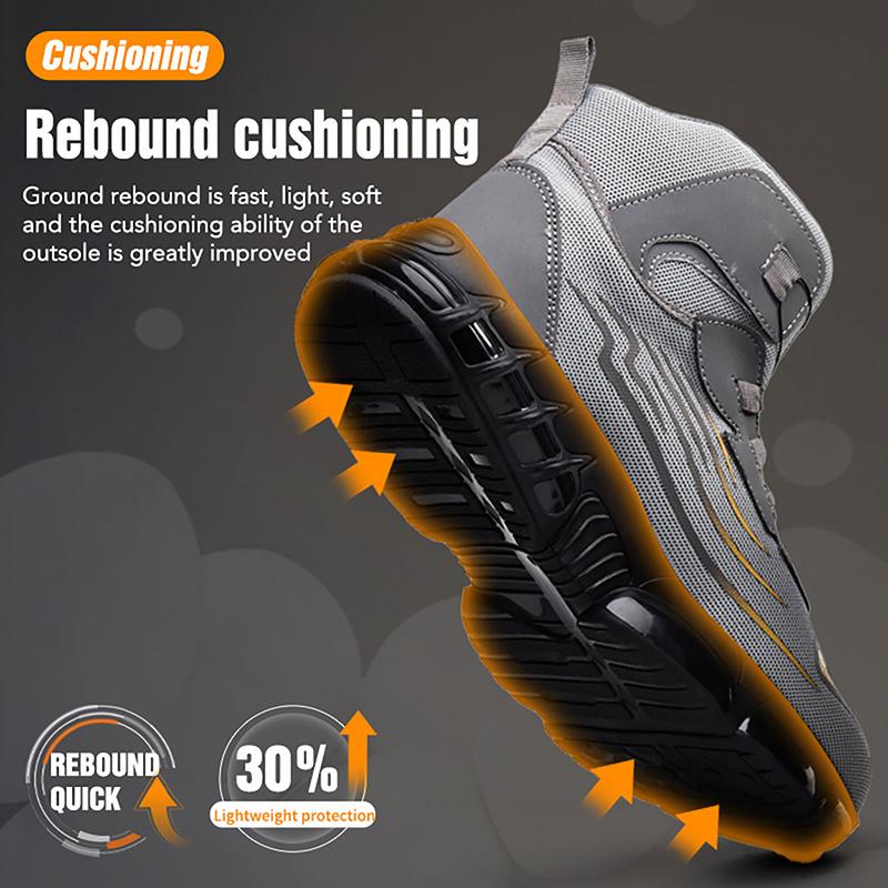 High-top Rotating Button New Safety Shoes Men Anti-smash Anti-puncture Work Shoes Fashion Men Sport Shoes Security Protective Boots Men