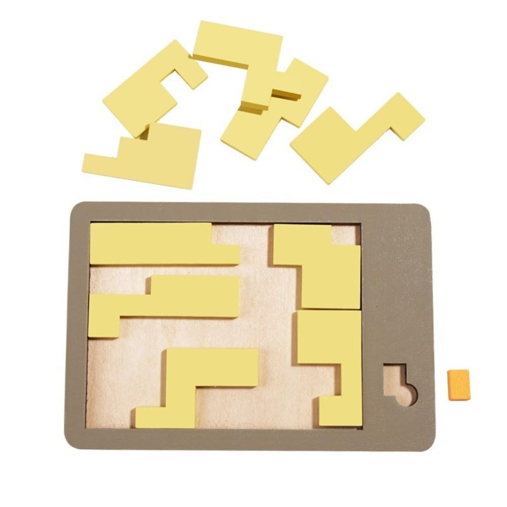 Irregular Shape Wooden Block Puzzle Colorful Brain Teaser Game Geometric Puzzles  Educational Toys