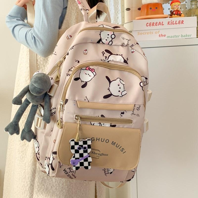 Schoolbag Japanese schoolbag cute cartoon print puppy middle school student backpack large capacity versatile backpack without pendant