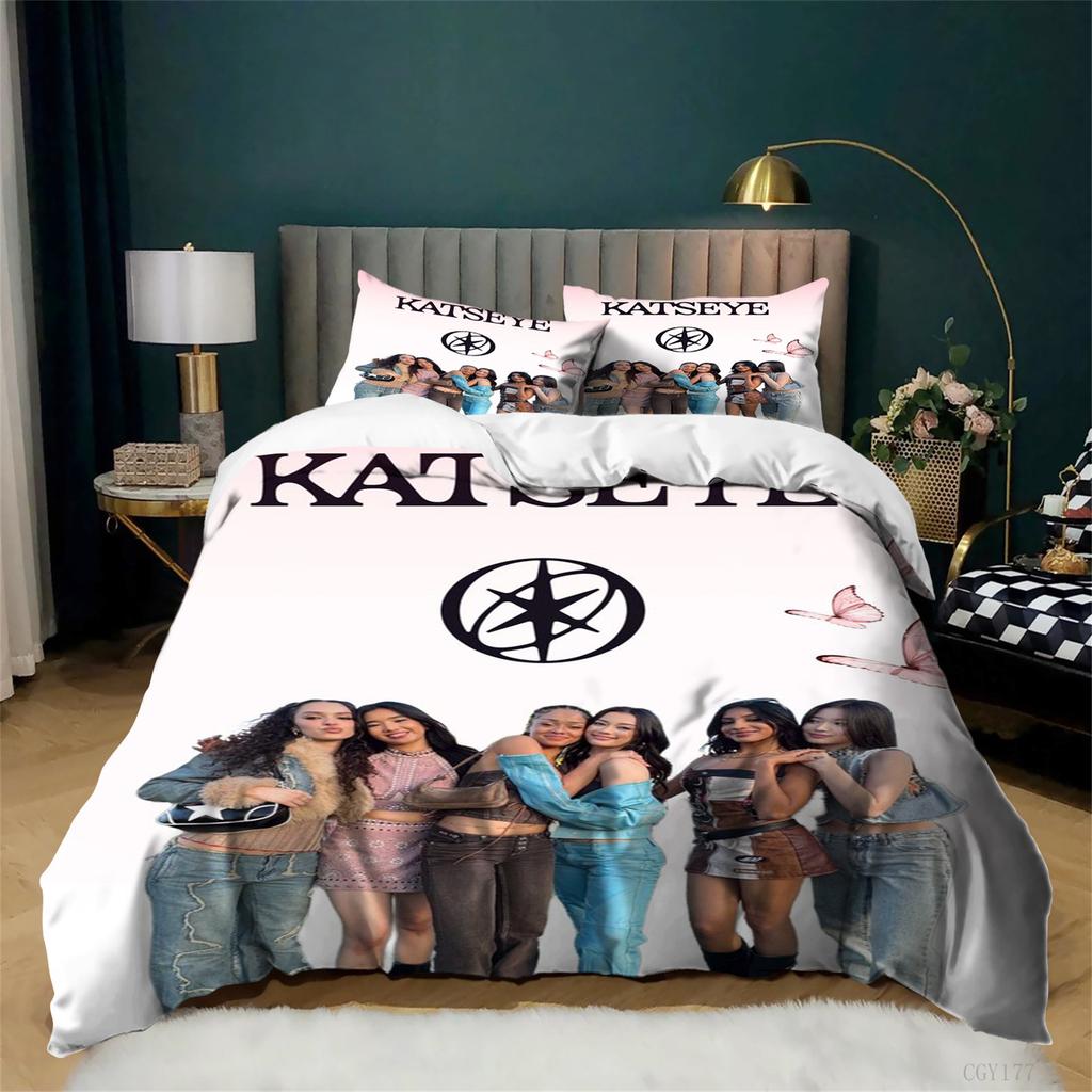 Queen Size Katseye Duvet Cover Set Ultra Soft Bedding Set For All Seasons 3-Pcs Lightweight Classic Quilt Cover For Teens