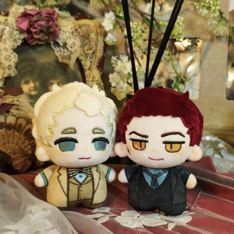 Good Omens Crowley Aziraphale Koppel Mini Pluche Pop Chibi Pak Zacht Hanger Fantasy TV Fans Rugzak Sleutelhanger Verzamelaar Cadeau 10cm