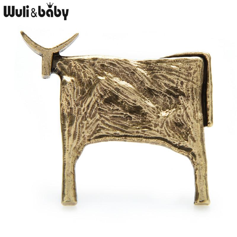 

Wuli&baby Vintage Cattle Brooches For Women Unisex Animal New Year Brooch Jewelry Accessories золотой