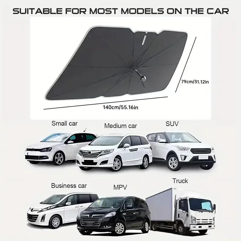 Auto-Sonnenschutz, Windschutzscheibe, zusammenklappbarer Front-Sonnenschirm, Regenschirm-Typ, Sonnenschutz für Autofenster, Sommer-Sonnenschutz-Zubehör