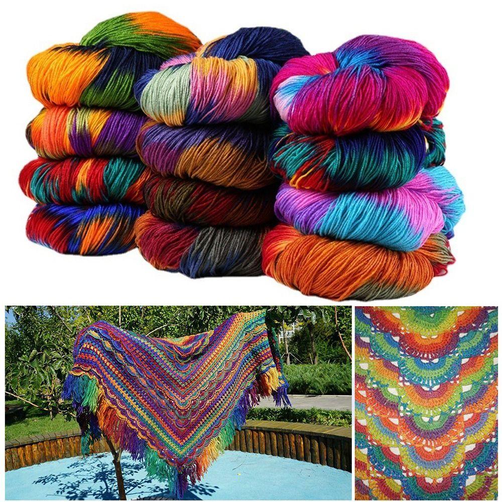 Acrylic Wool Yarn Segment Dyed Crochet Knitting Thick Knitting Crochet Thread Sofa Cushion
