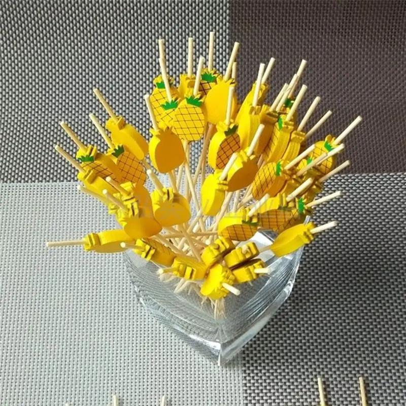 Good-100Pcs Disposable Bamboo Picks Food Fruit Cocktail Toothpicks Handmade Toothpicks Picnic Supplies Decoration