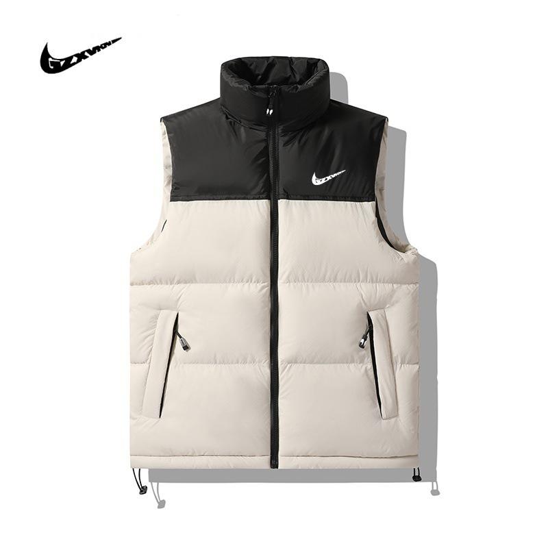 

Men s Korean Style Color Block Thick Warm Down Cotton Vest for Winter and Autumn M брудно-білий