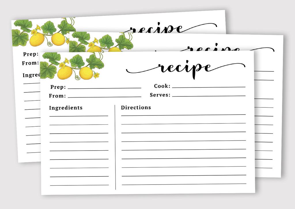 Inkdotpot Recipe Card 6x4 inch Single-Sided Recipe Design Cards White Tropical Lime Recipe Cards Wedding-Bridal Shower-Baby Shower- Pack of