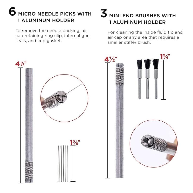 23Pcs Paint Spray Guns Cleaning Maintenance Brush Kit Cleaner Mini Brushes and Needles for Airbrush Nozzles Repair Tool