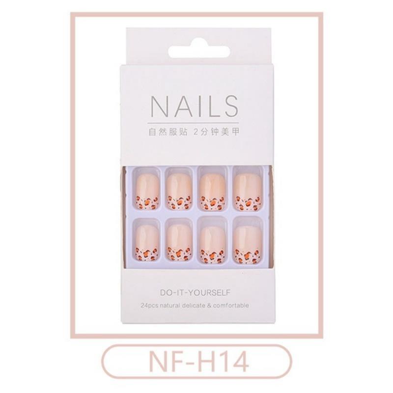 2023 Fake Nails Nail Coffin Stick Designs Box Short Square with Press Glue Tips Art Press On Set Full Cover Artificial