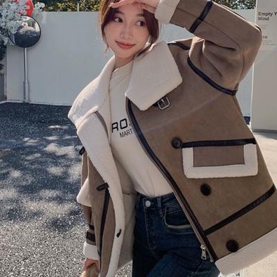 Women's Fur One-piece Lambswool Coat for Women In Autumn and Winter Thickened and Warm for Small People Suede Plush Big Clothes