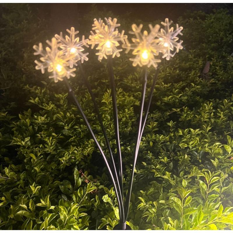 Christmas Decoration Snowflake Solar Lights String Flower Garden Road Ground Plug Lights Decorative Lights Always On and Flashing Lights