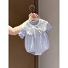 Trendy Lace Triangle Infant Bodysuit Princess Wing Short Sleeve Skin-friendly Baby Girls Summer Crawling Outfit 0-18M